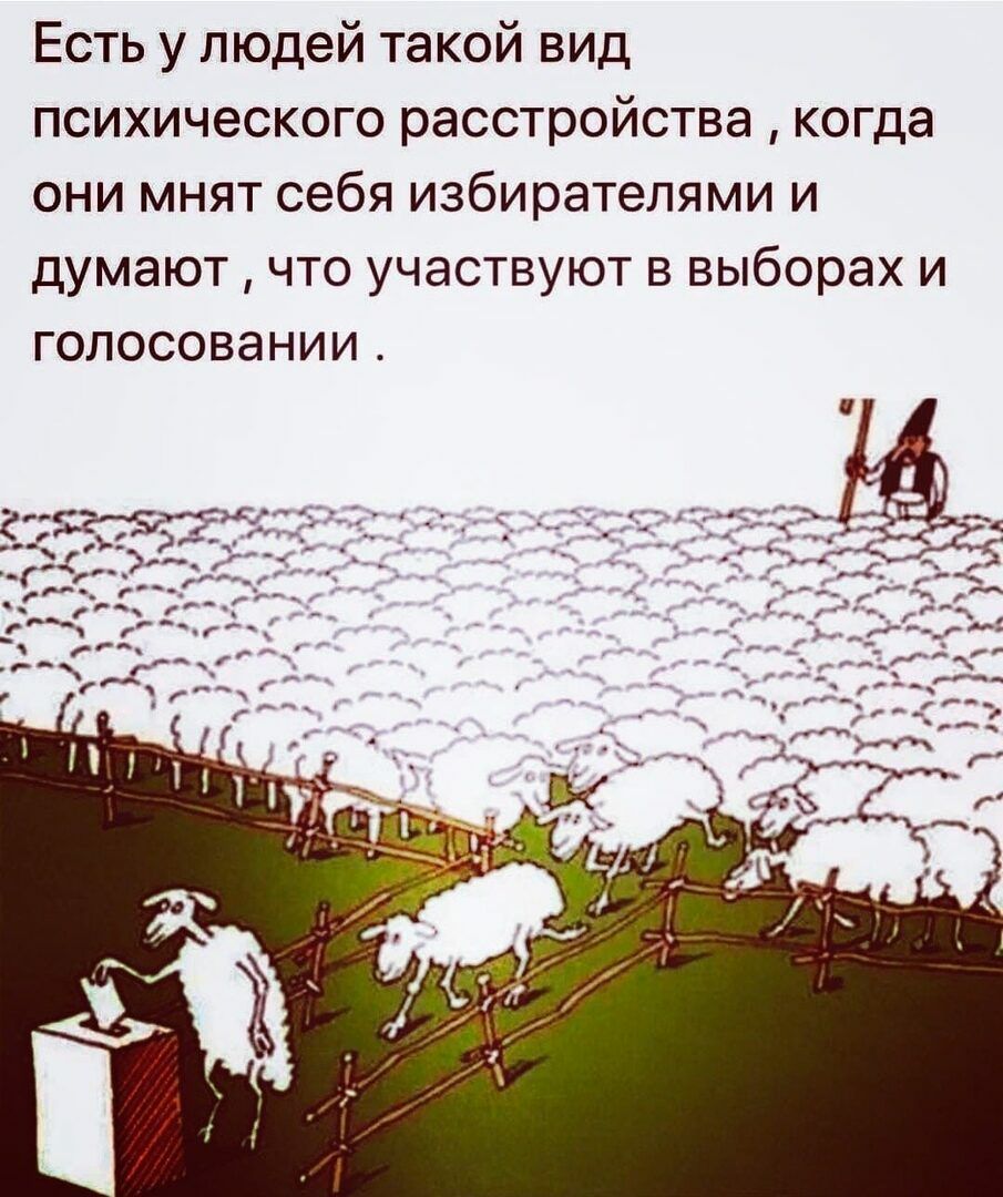 Есть у людей такой вид психического расстройства когда они мнят себя избирателями и думают что участвуют в выборах и голосовании