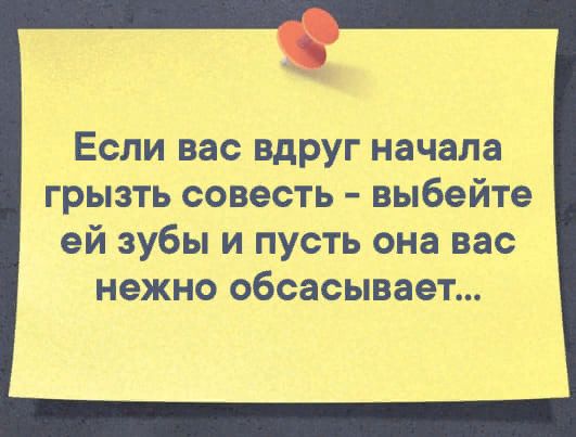 Если вас вдруг начала грызть совесть выбейте ей зубы и пусть она нас нежно абсасываеъ