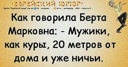 ЁГМ дд5 3г щ Как говорила Берта Марковна Мужики как куры 20 метров от дома и уже ничьи