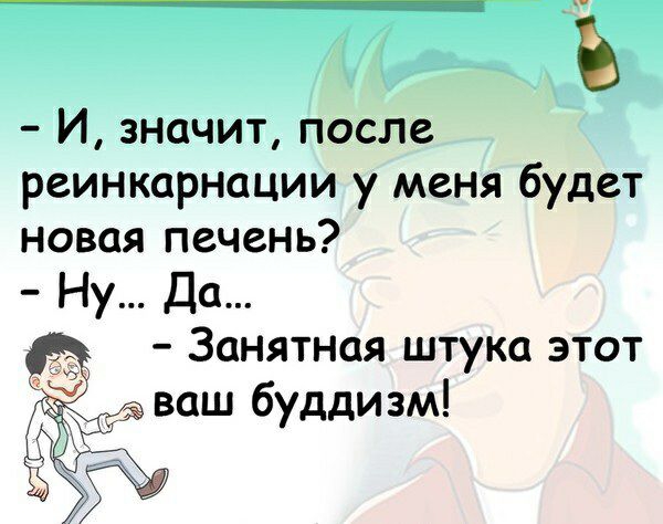 И значит после реинкарнации у меня будет новая печень Ну Да а Занятная штука этот й ваш буддизм