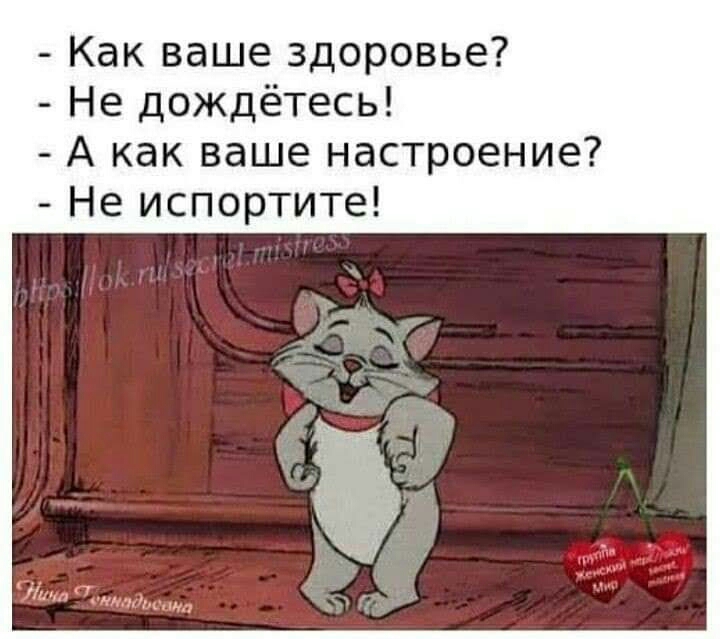 Как ваше здоровье Не дождётесь А как ваше настроение Не испортите