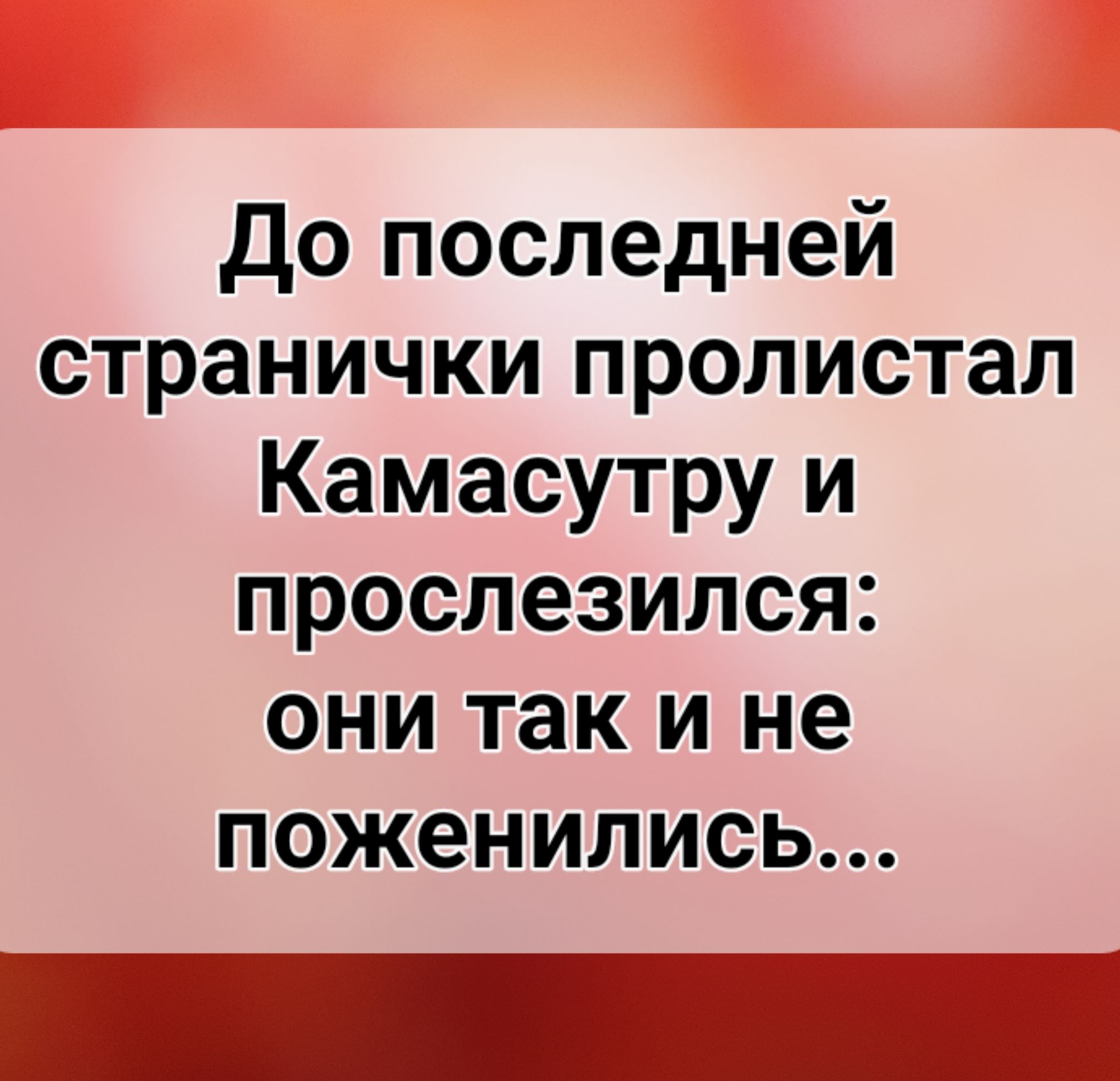 до последней странички пролистал Камасутру и проспезился они так и не поженились