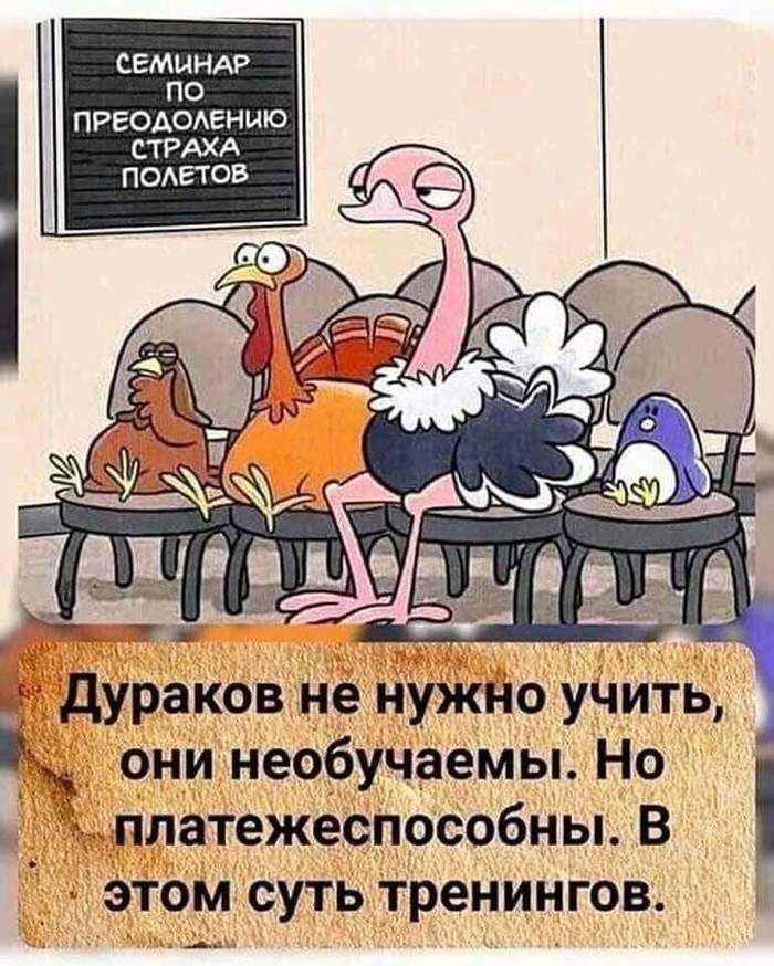СЕМИНАР ПО ПРЕОАОАЕНШО СТРАХА ПОАЕТОВ тчк 3 дураков не нужНо учить они необучаемы Но ёъд платежеспособны В _ этом суть тренингов