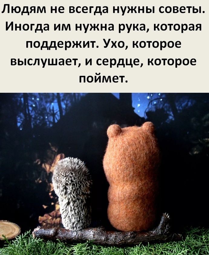 Людям не всегда нужны советы Иногда им нужна рука которая поддержит Ухо которое выслушает и сердце которое поймет