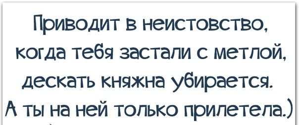 Приводит в неистовство когда тебя застали с метлой дескать княжна убирается А ты на ней только прилетела