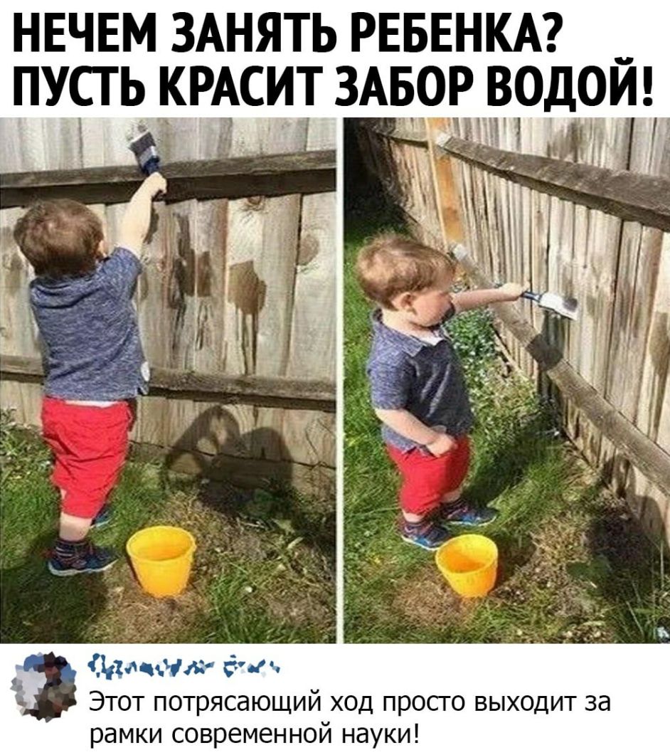 НЕЧЕМ ЗАНЯТЬ РЕБЕНКА ПУСТЬ КРАСИТ ЗАБОР ВОДОИ Ждииж Этот потрясающий ход просго выходит за рамки современной науки