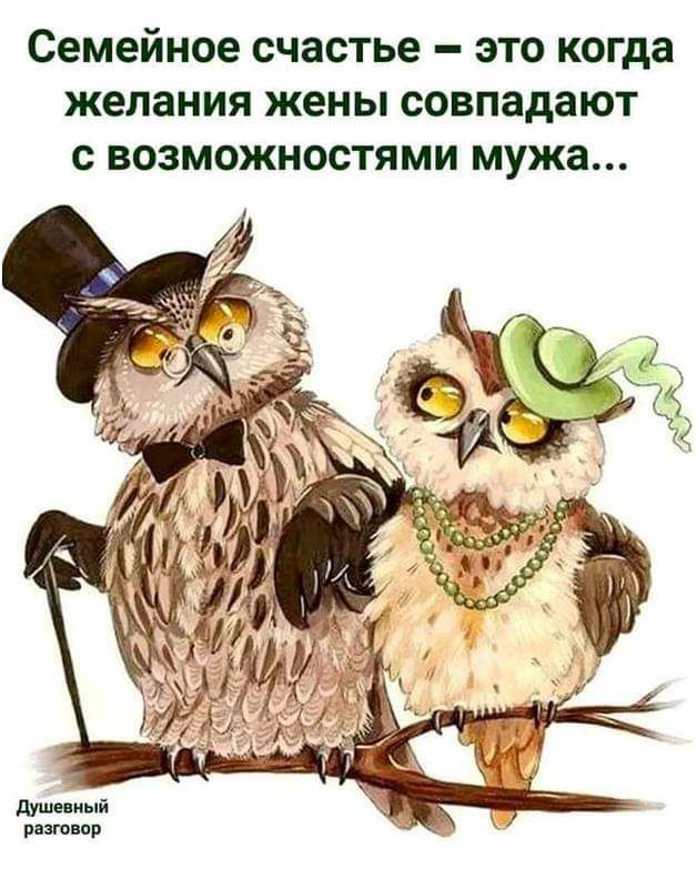 Семейное счастье это когда желания жены совпадают с возможностями мужа разговор
