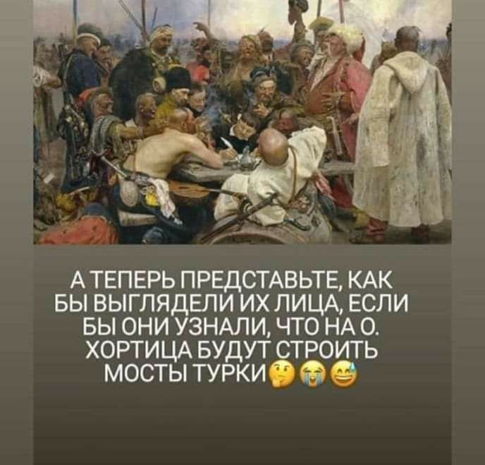АТЕПЕРЬ ПРЕДСТАВЬТЕ КАК БЫ ВЫГЛЯДЕЛИ ИХ ЛИЦА ЕСЛИ БЫ ОНИ УЗНАЛИ ЧТО НА О ХОРТИЦА БУДУТ СТРОИТЬ МОСТЫ ТУРКИ