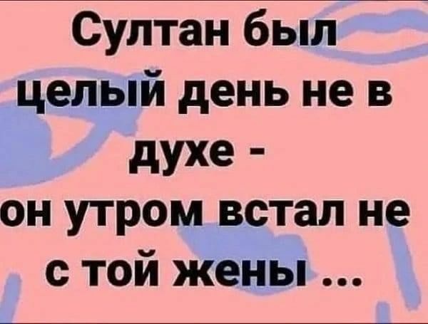 Султан был целый день не в духе он утром встал не с той жены