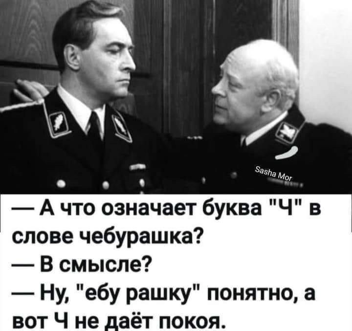 А что означает буква слове чебурашка В смысле Ну ебу рашку понятно а вот Ч не аёт покоя