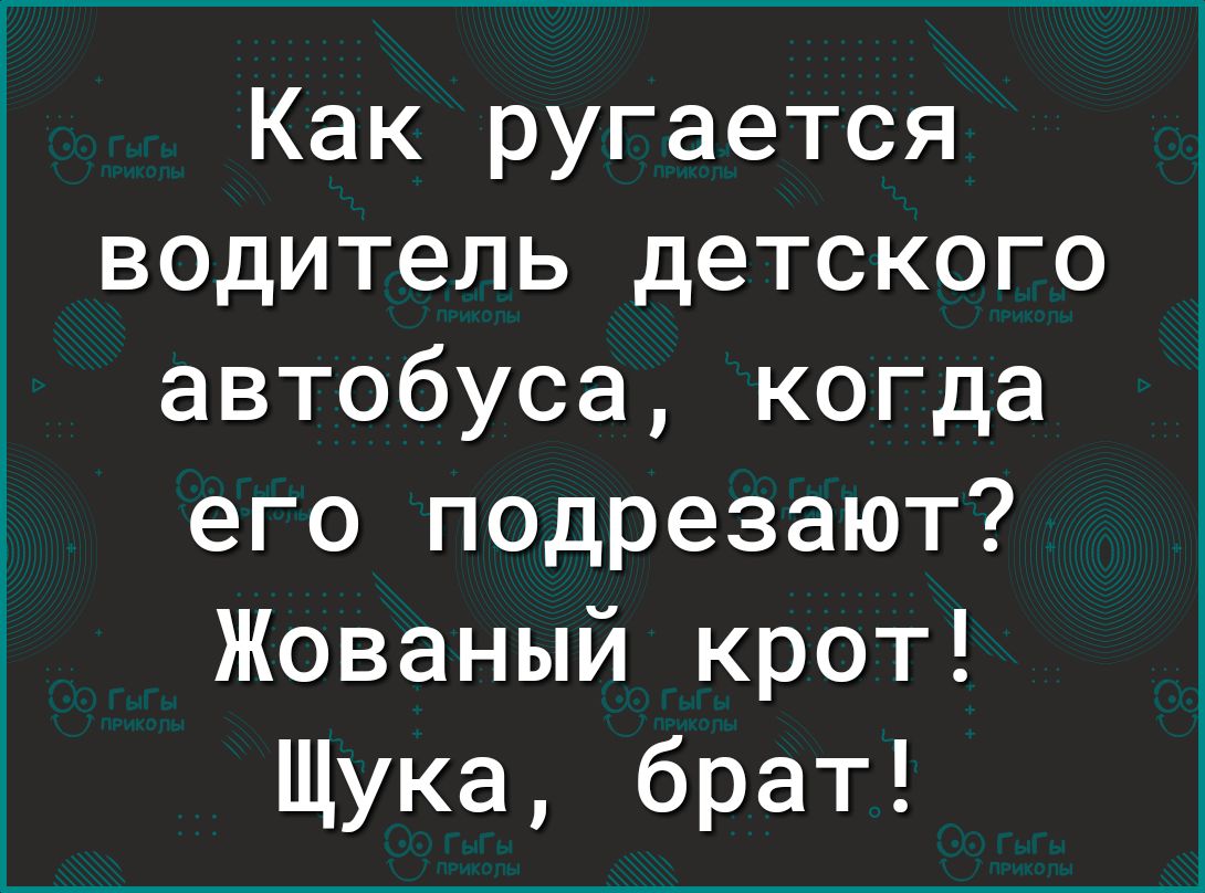 Как ругается водитель детского автобуса когда его подрезают Жованый крот Щука брат
