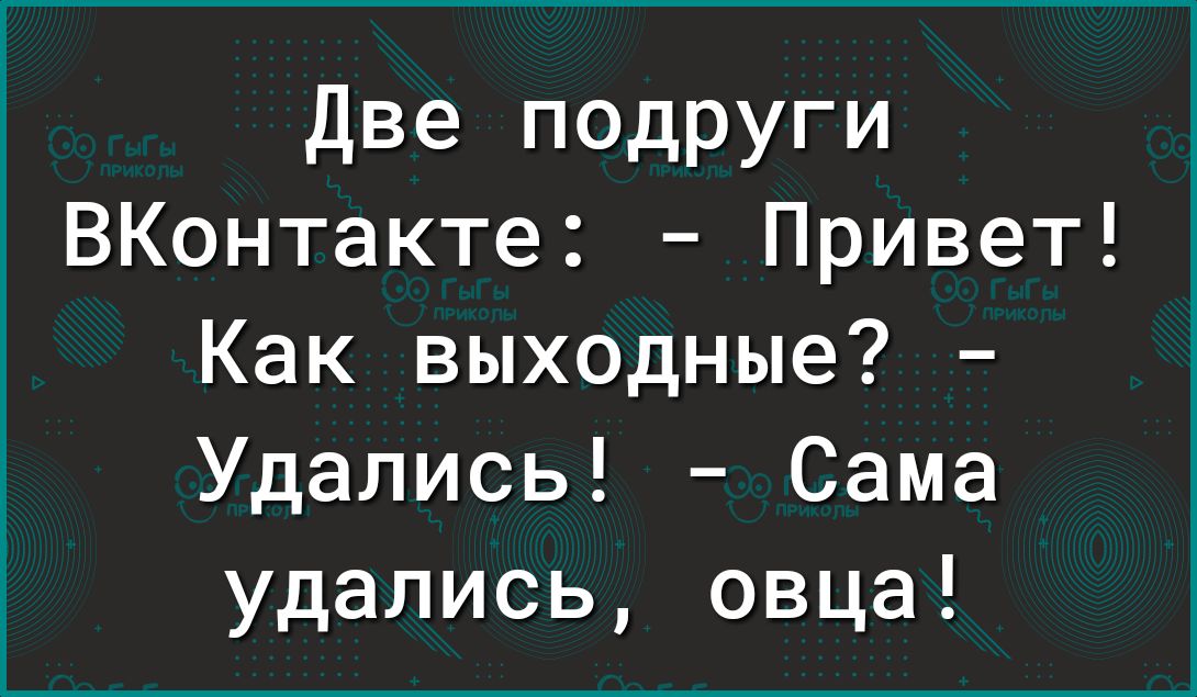 Две подруги ВКонтакте Привет Как выходные Удались Сама удались овца