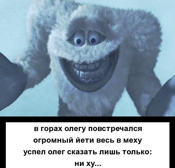 в горах олегу повстречался огромный йети весь в меху успел олег сказать лишь только ни ху