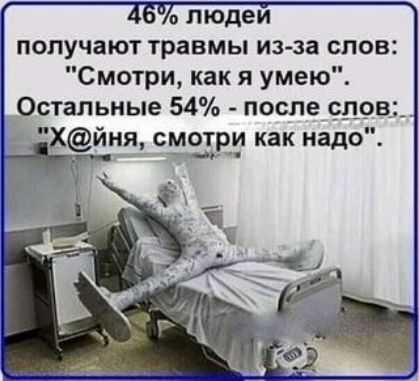 людеи получают травмы из за слов Смотри как я умею Остальные 54 после 9119 Хйня СМЗ как надо