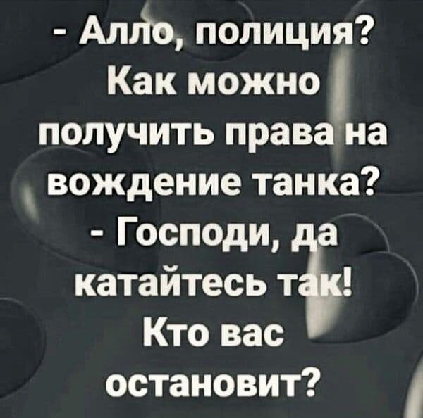 Атіо полиция Как можно получить права на вождение танка Господи а катайтесь т Кто вас остановит