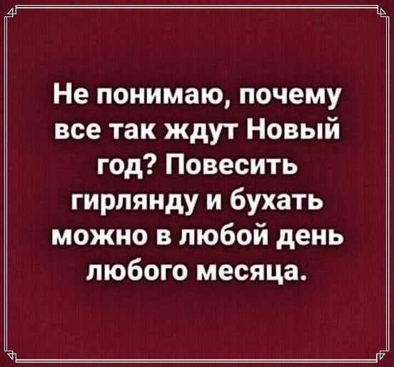 Не понимаю почему все так ждут Новый год Повесить гирлянду и бухать можно в любой день любого месяца