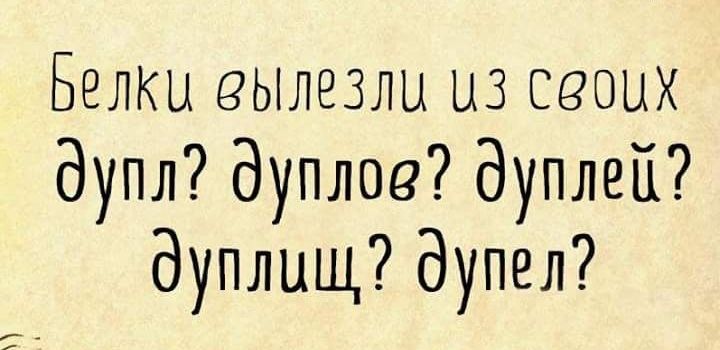 Белки вылезли из своих дупл дуплое дуплей дуплищ дупел