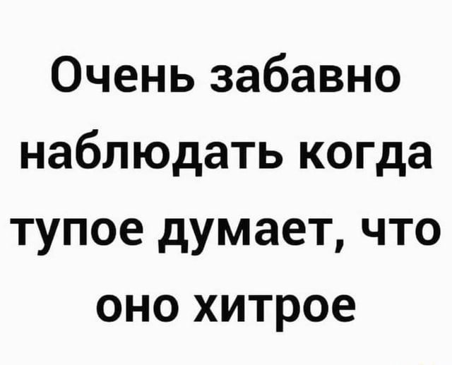 Очень забавно наблюдать когда тупое думает что оно хитрое