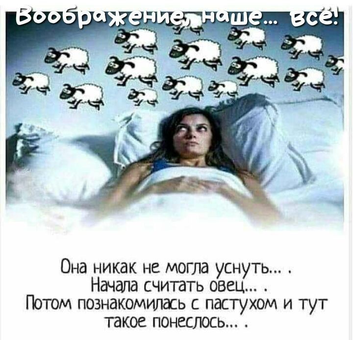 Она никак не могла уснуть Начала считать овец Потом познакомилась с пастухом и тут такое понеслось
