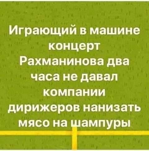 Играющий в машине концерт Рахманинова два часа не давал компании дирижеров нанизать МЯСО на ЕЭМПУРЫ