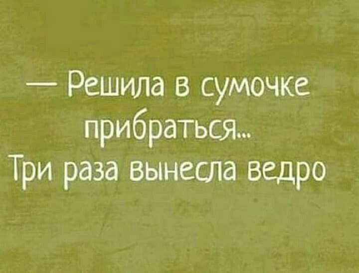 Решила в сумочке прибраться Три раза вынесла ведро