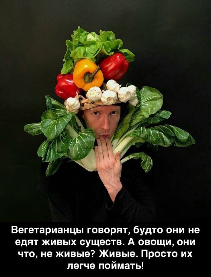 Вегетарианцы говорят будто они не едят живых существ А овощи они что не живые Живые Просто их легче поймать
