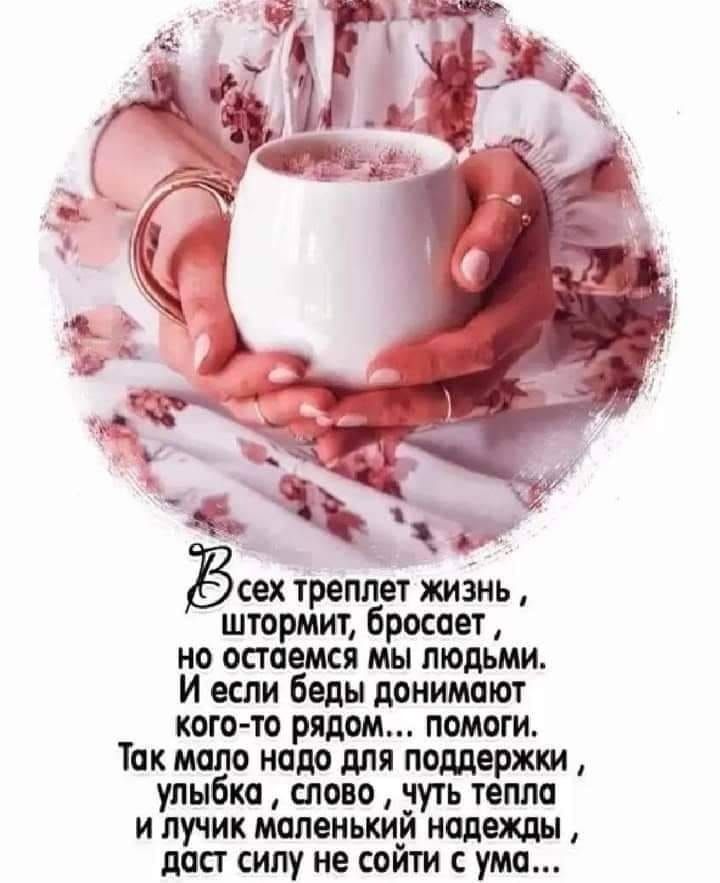 сех треплет жизнь штормит Бросает но остаемся мы людьми И если Беды донимпют кого то рядом помоги Так мало надо для поддержки улыбка слово чуть тепла и лучик миленький надежды дост силу не сойти с ум