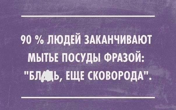 90 ЛЮДЕЙ ЗАКАНЧИВАЮТ МЫТЪЕ ПОСУДЫ ФРАЗОЙ влдь ЕЩЕ СКОВОРОДА