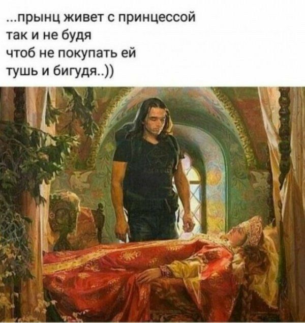 прынц живет с принцессой так и не будя чтоб не покупать ей тушь и бигудя