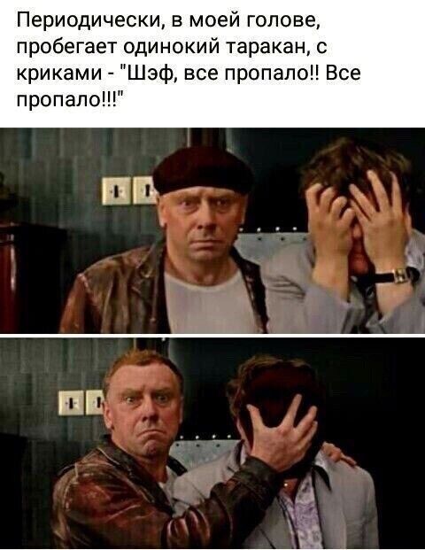 Периодически в моей голове пробегает одинокий таракан криками Шэф все пропало Все пропало
