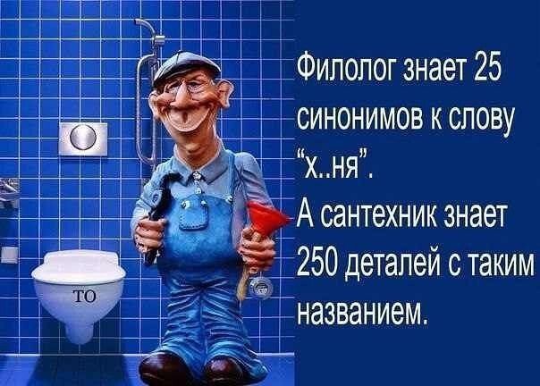 Филолог знает 25 синонимовкспову і хня А сантехник знает 250 деталей с таким названием