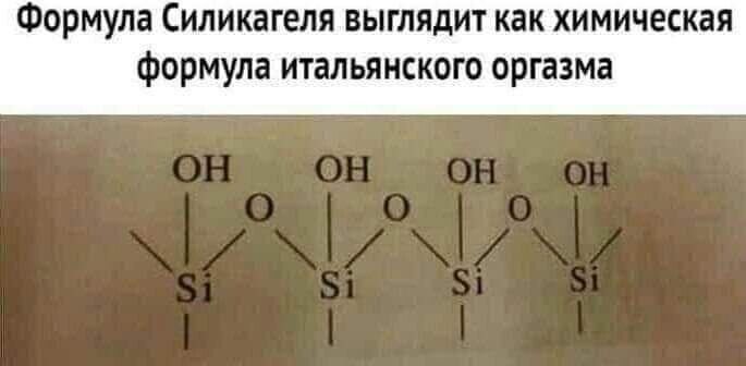 Формула Силикагеля выглядит как химическая формула итальянском оргазма