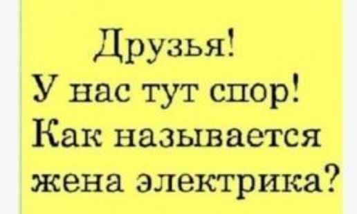 Друзья У нас тут спор Как называется жена электрика