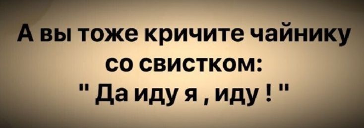 ы тоже кричите чай СО СВИСТКОМ да Иду я Иду