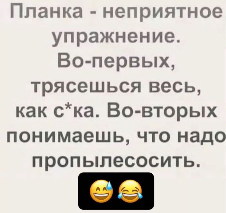Планка неприятное упражнение Во первых трясешься весь как ска Во вторых понимаешь что надо пропылесосить