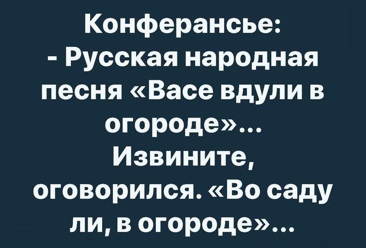 Конферансье Русская народная песня Васе вдули в огороде Извините оговорился Во саду ли в огороде