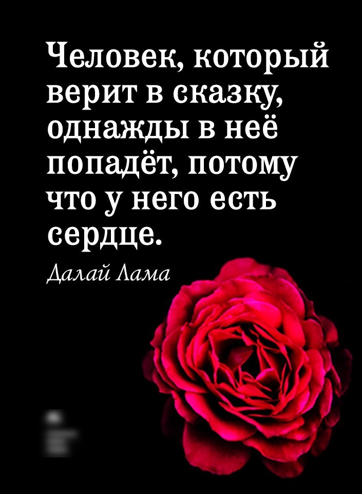 Человек который верит в сказку однажды в неё попадёт потому что у него есть сердце Далай Алма