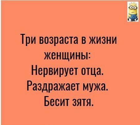 Три возраста в жизни женщины Нервирует отца Раздражает мужа Бесит зятя ШЗ