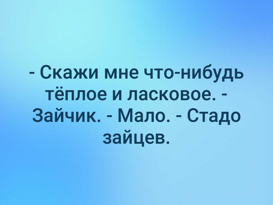 Скажи мне что нибудь тёплое и ласковое Зайчик Мало Стадо зайцев