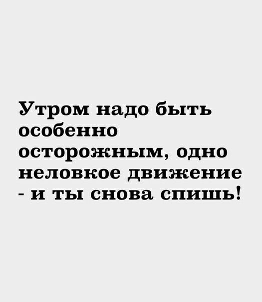 Утром надо быть особенно осторожным одно неловкое движение и ты снова спишь