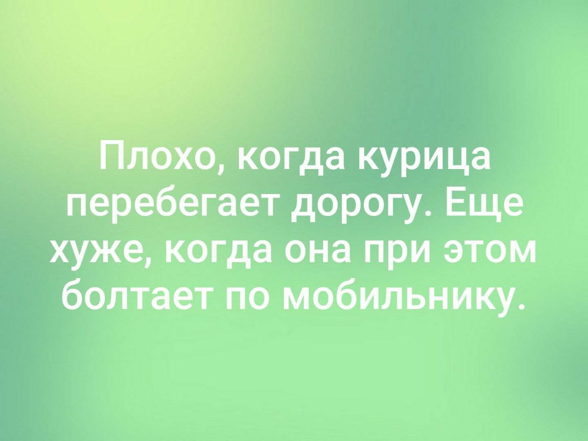 лохо когда курица перебегает дорогу Еще хуже когда она при этом болтает по мобильнику