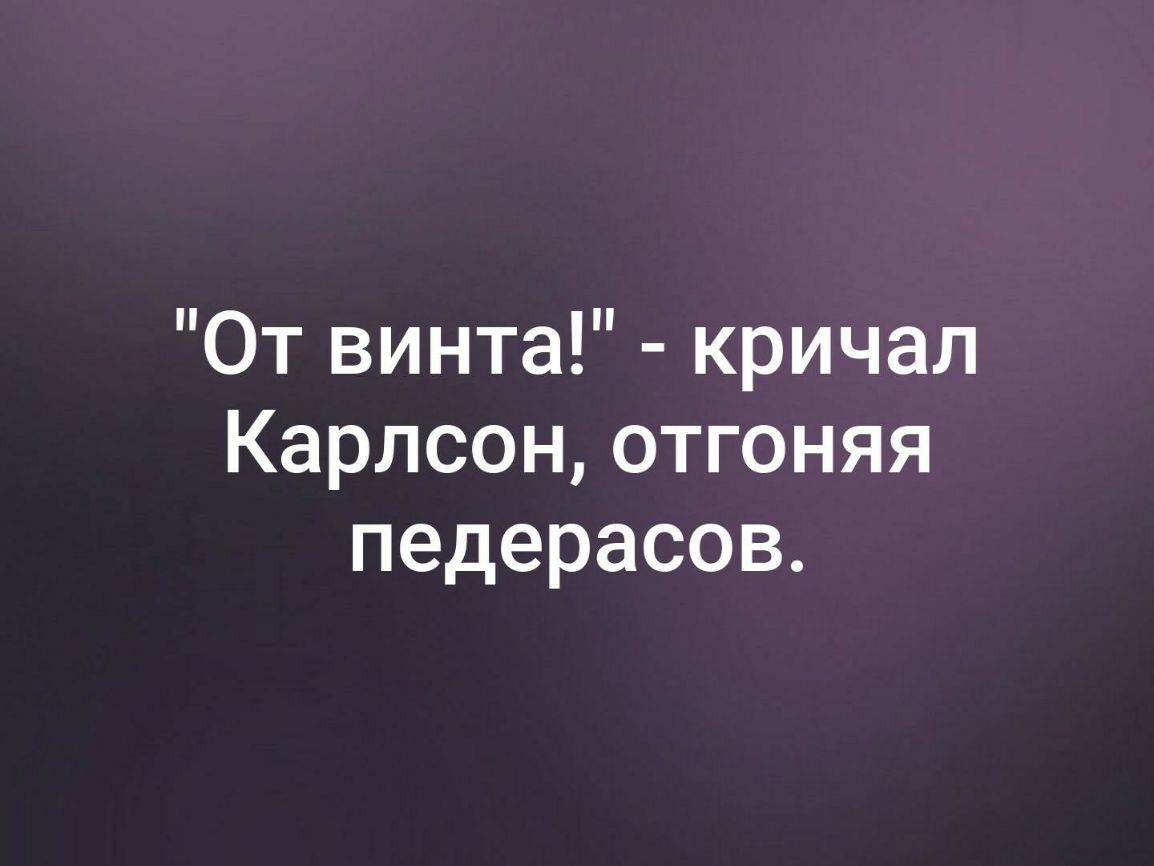 От винта кричал Карлсон отгоняя педерасов