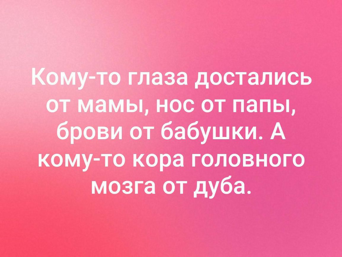 брови от бабушки А кому то кора головного мозга от дуба