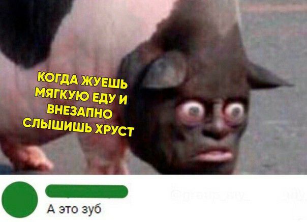 КОГДА ЖУЕшь мягкую Еду и ВНЕЗАпно _ слышишь хрус г
