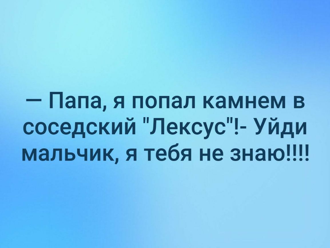 Папа я попал камнем в соседский Лексус Уйди мальчик я тебя не знаю