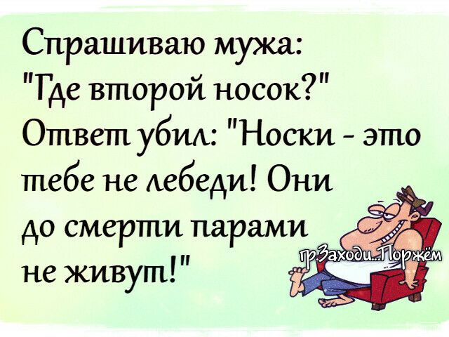 Спрашиваю мужа Где второй носок Ответ убим Носки это тебе не Аебеди Они