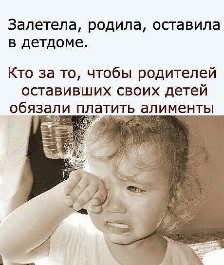 Залетела родила оставила в детдоме Кто за то чтобы родителей оставивших своих детей обязали платить алименты Чё