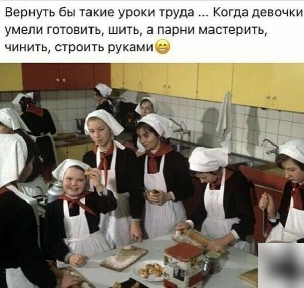 Вернуть бы такие уроки труда Когда девочки умели готовить шить а парни мастерить чинить строить рукамие