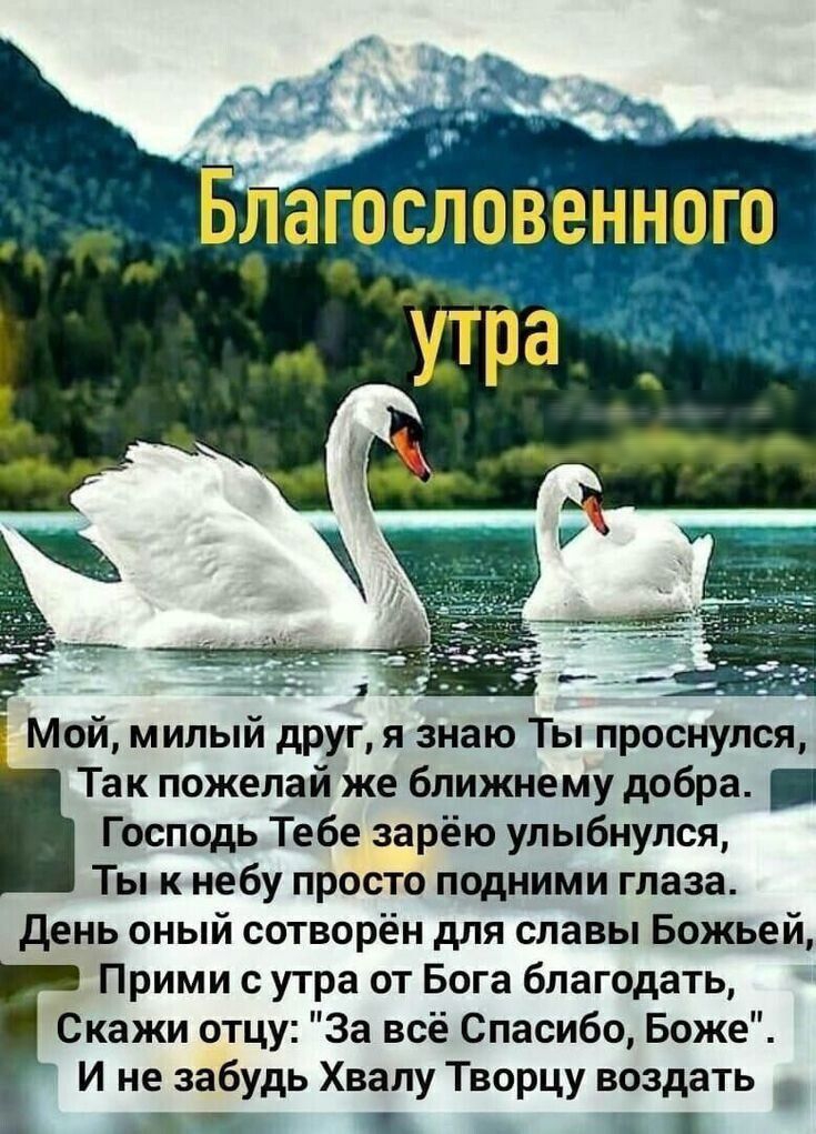 Уі а _ атословенного Мой милый друг я знаю Ты проснулся Так пожелай же ближнему добра Господь Тебе зарёю улыбнулся Ты к небу просто подними глаза День оный сотворён для славы Божьей Прими с утра от Бога благодать Скажи отцу За всё Спасибо Боже И не забудь Хвалу Творцу воздать д ч