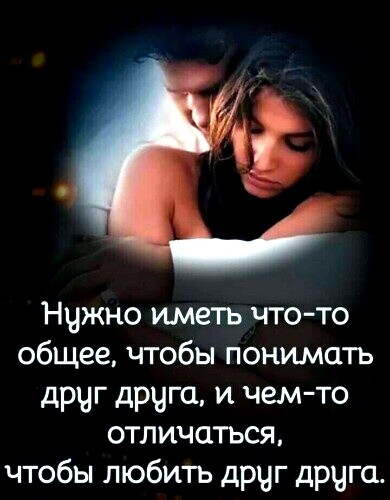 Нужно иметь чтото общее, чтобы понимать друг друга, и чемто отличаться, чтобы любить друг друга.